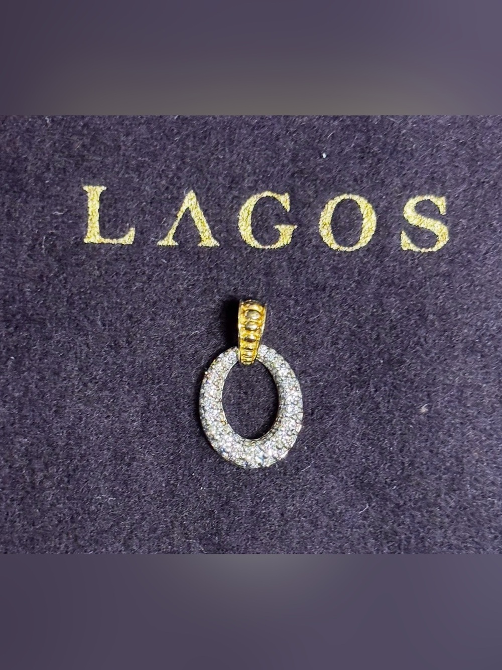 LAGOS Two-Tone Pave Oval PENDANT in Diamonds and 18K Gold.

*PENDANT ONLY
